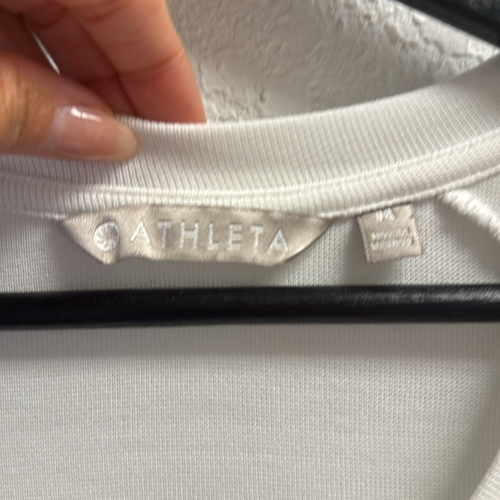 Athleta Modal White Asymmetrical Ribbed Long Sleeve light sweater sweatshirt M - Picture 5 of 7